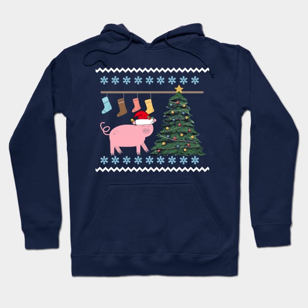 Cute Pig Christmas Hoodie by epiclovedesigns